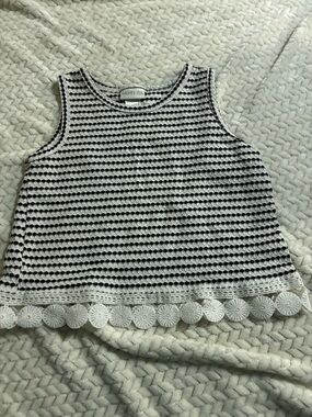 Black and white crochet top